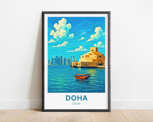 Doha Qatar Travel Poster - Iconic Islamic Museum