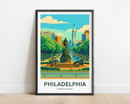 Philadelphia Rocky steps View Travel Poster - City in Pennsylvania