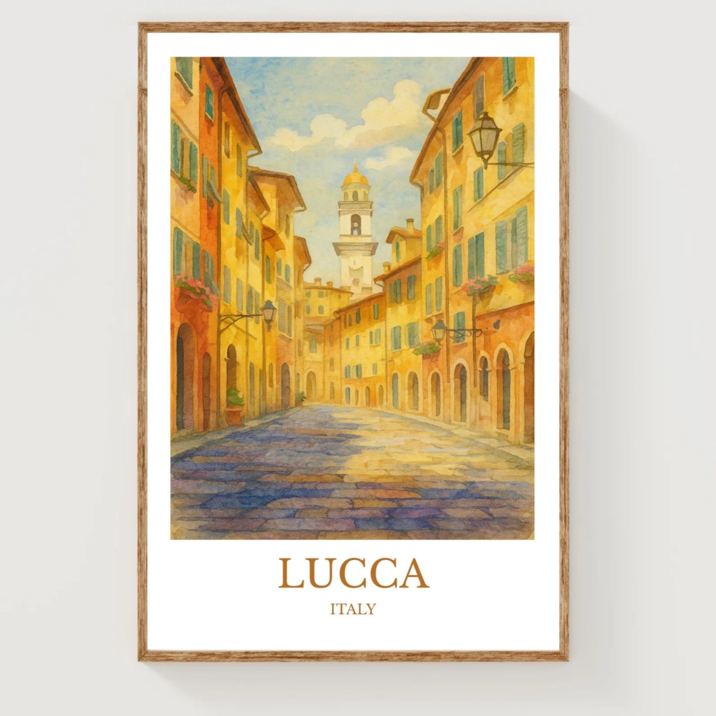 Lucca, Watercolor design poster, Italy Print, Lucca Wall Art