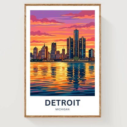 Detroit Travel Poster - City Lights