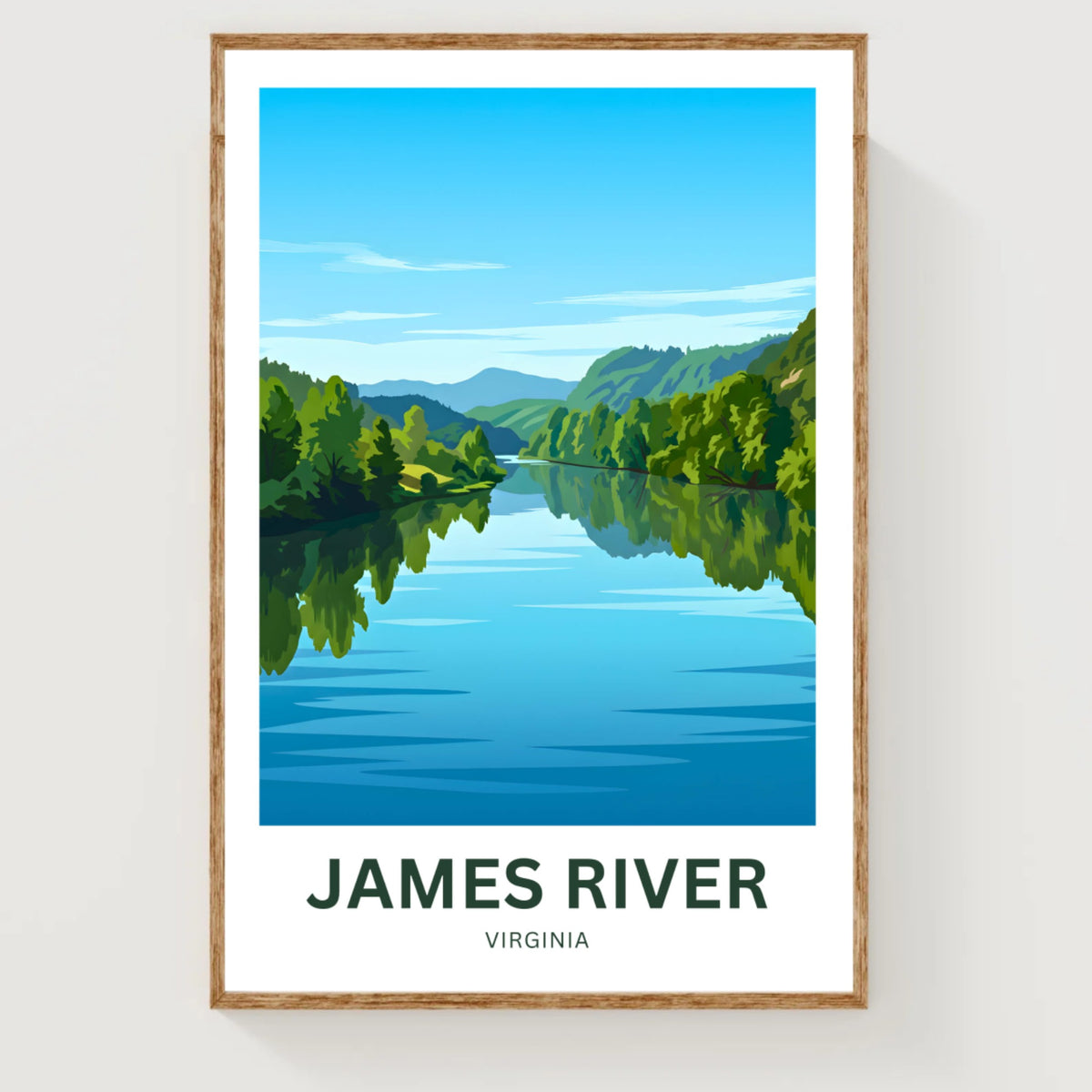 James River Travel Poster - Virginia Serene Water