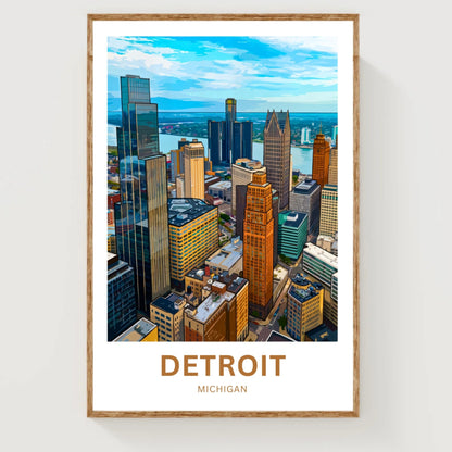 Detroit Travel Poster - City View