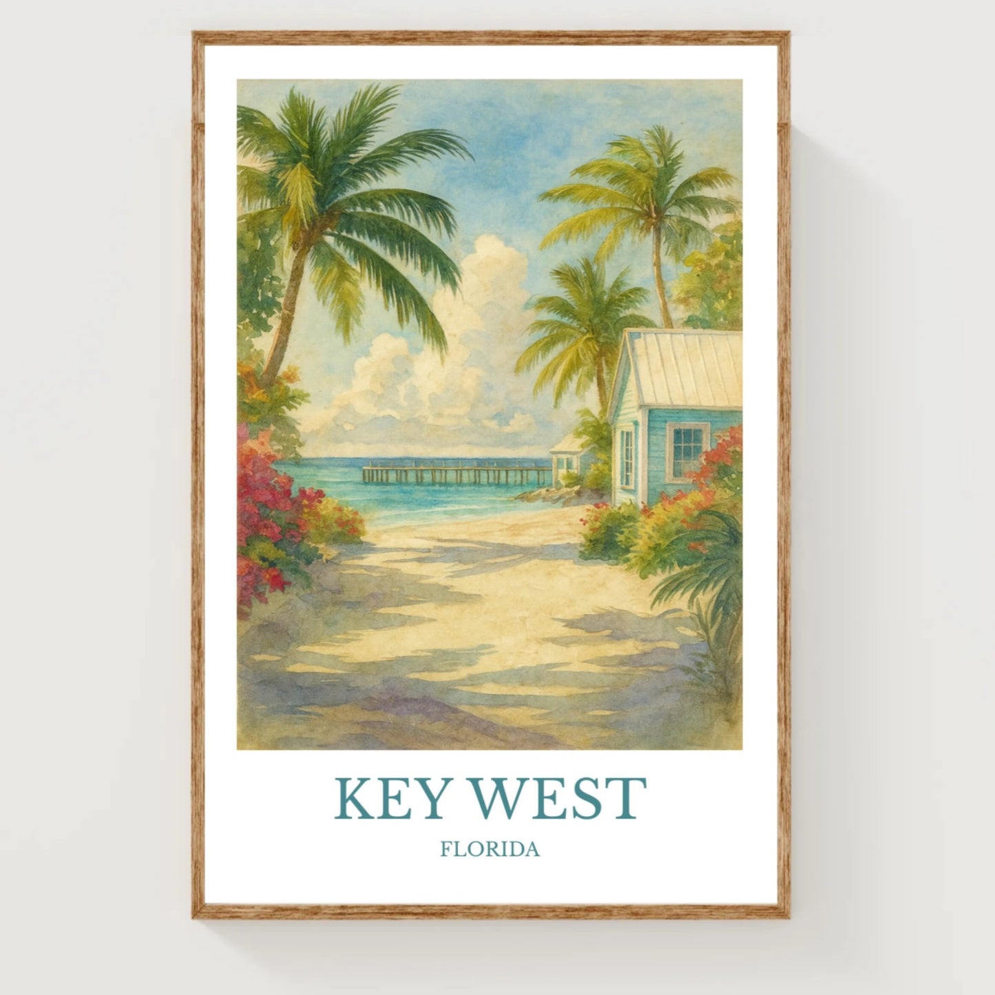 Key West, Watercolor design poster, Florida Print, Key West Wall Art