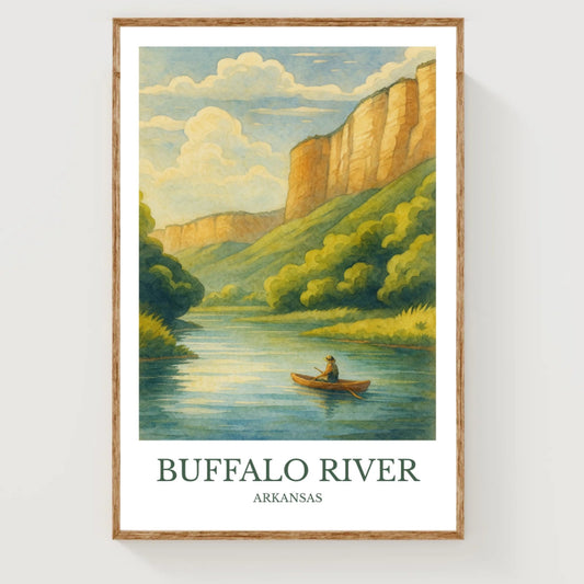 Buffalo River, Watercolor design poster, Arkansas Print, Buffalo River Wall Art