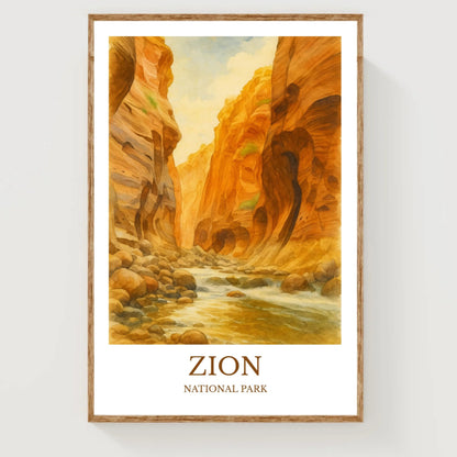 Zion, Watercolor design poster, National Park Print, Zion Wall Art