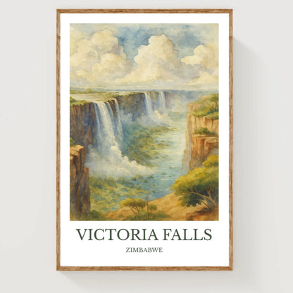 Victoria Falls, Watercolor design poster, Zimbabwe Print, Victoria Falls Wall Art