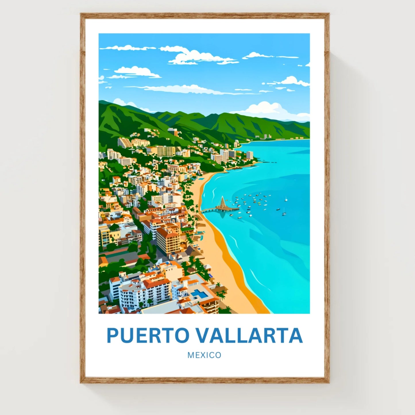 Puerto Vallarta  Travel Poster - Where Mountains Meet the Sea