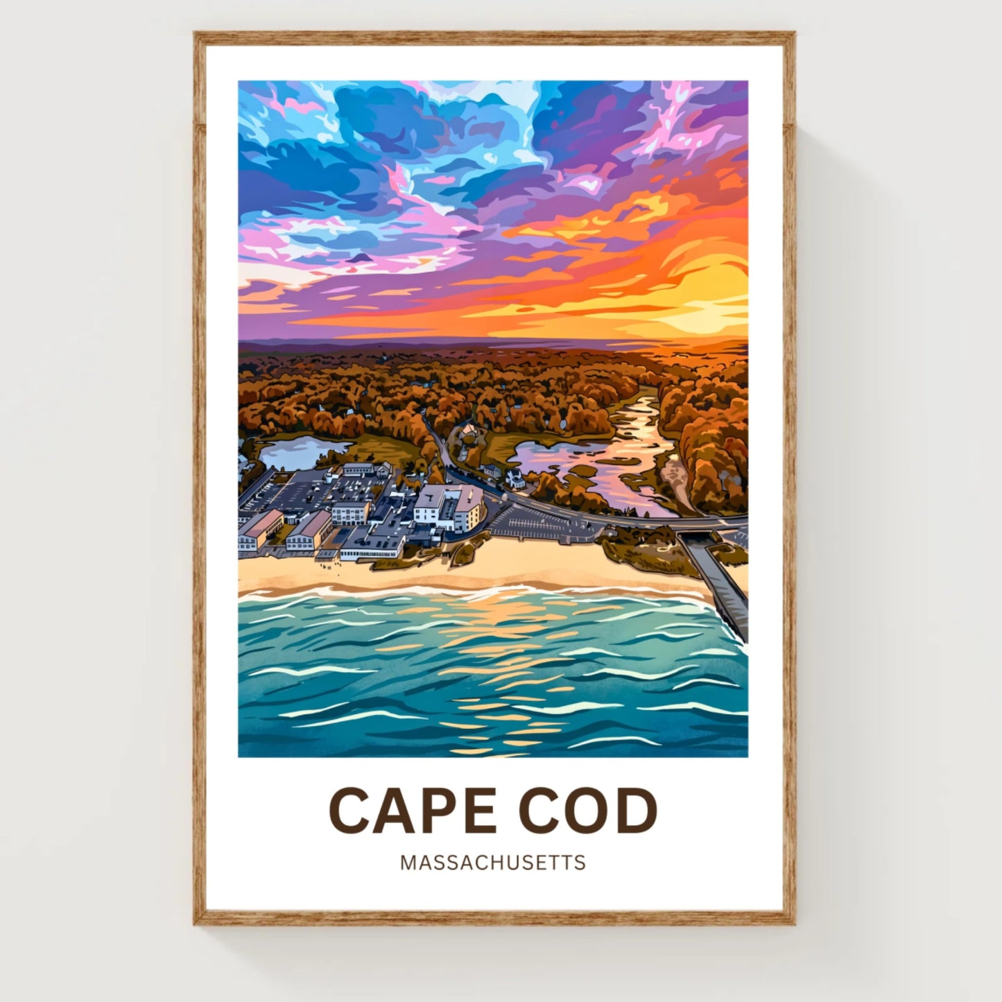 Cape Cod Travel Poster - Stunning Coastal Sunset