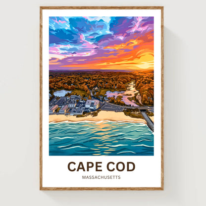 Cape Cod Travel Poster - Stunning Coastal Sunset