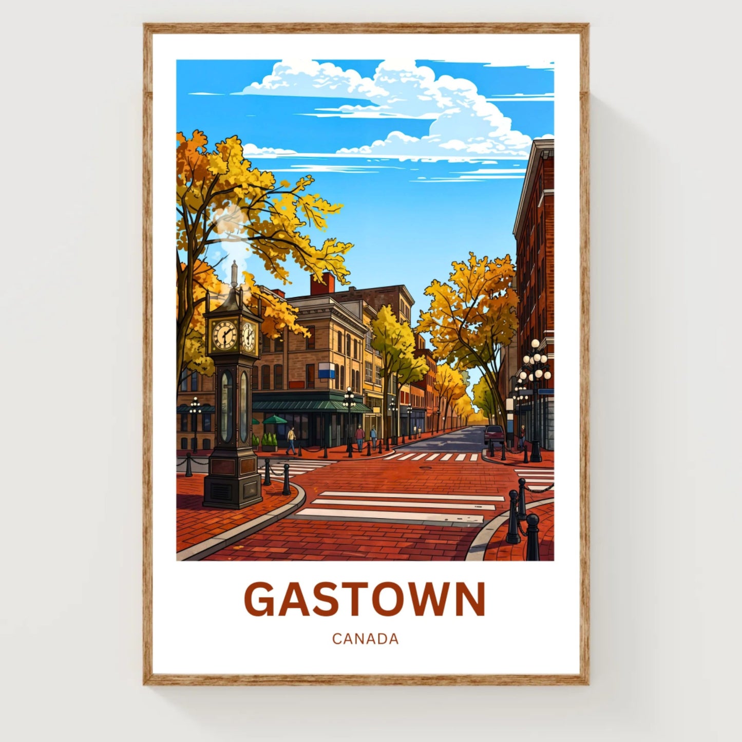 Gastown Travel Poster - Steam Clock Vancouver