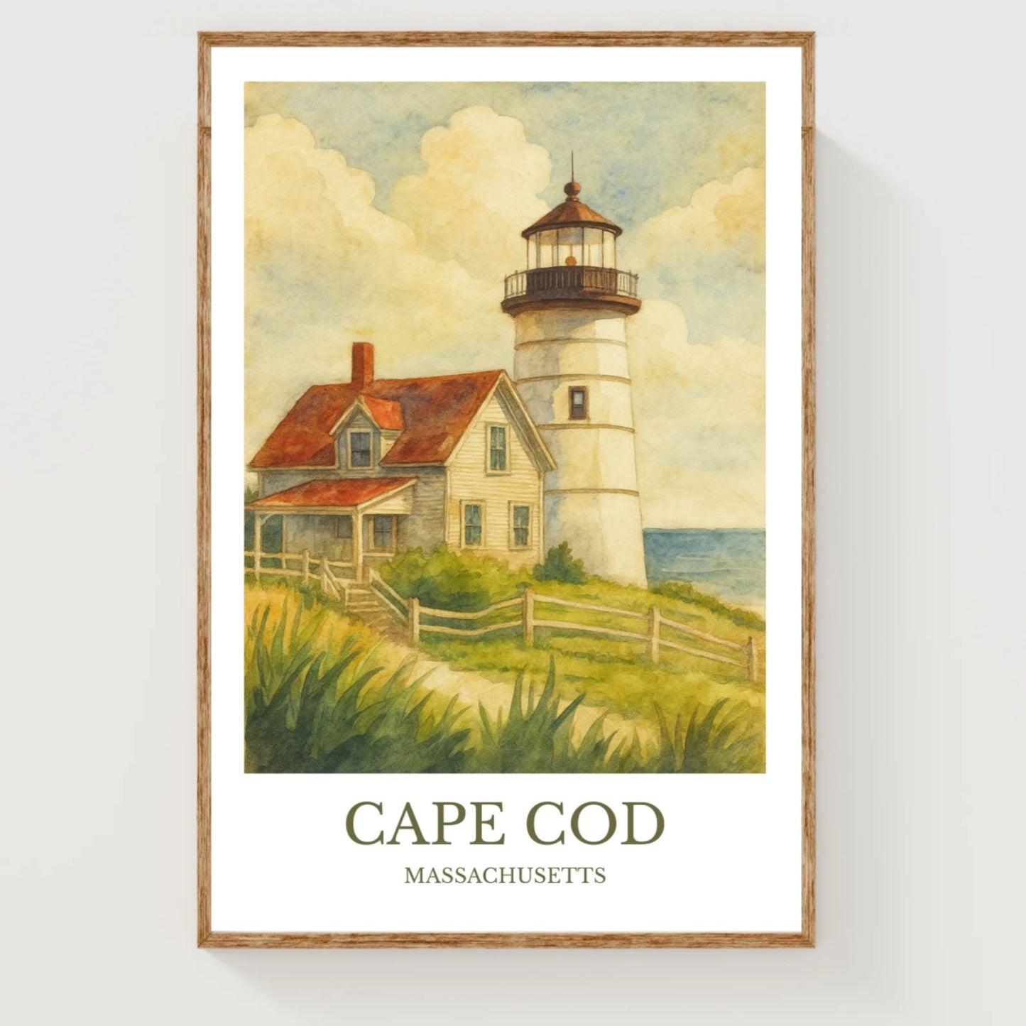Cape Cod, Watercolor design poster, Massachusetts Print, Cape Cod Wall Art