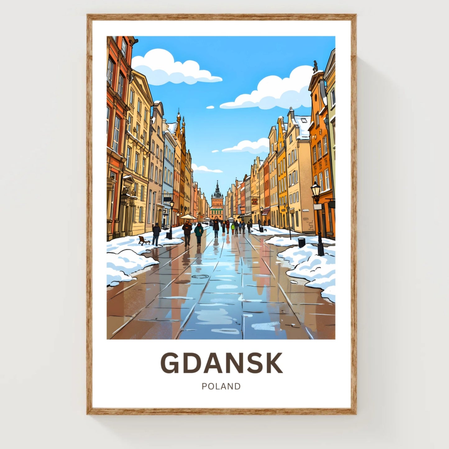 Gdańsk  Travel Poster - Long Winter Street Wanderings