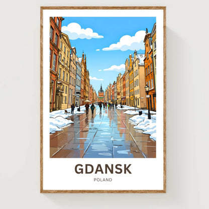 Gdańsk  Travel Poster - Long Winter Street Wanderings