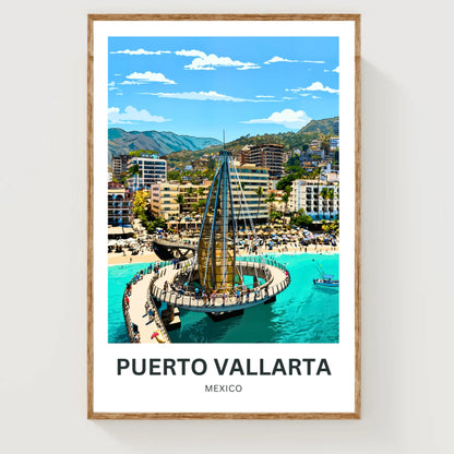 Puerto Vallarta  Travel Poster - Los Muertos Pier