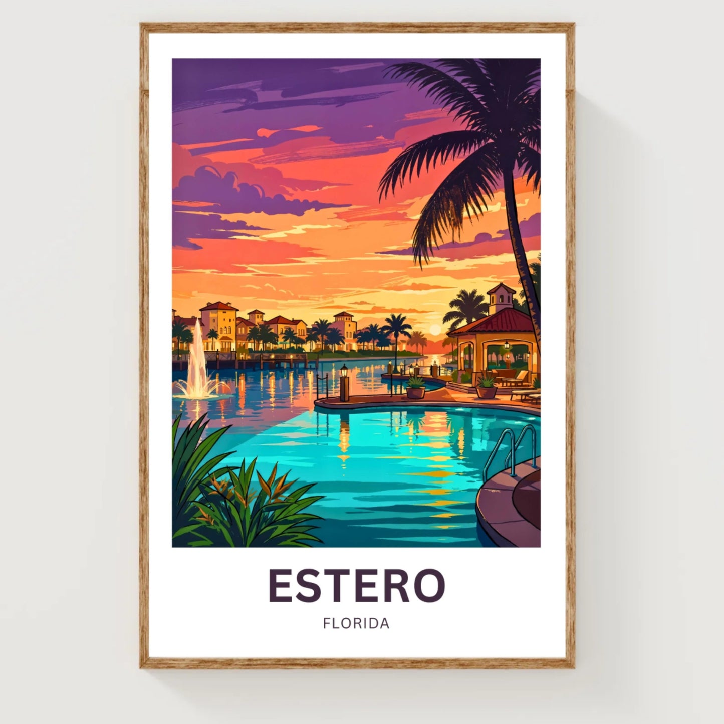 Estero Travel Poster - Sunsets & Palms