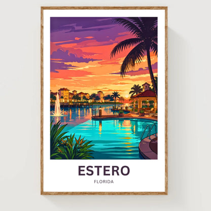 Estero Travel Poster - Sunsets & Palms