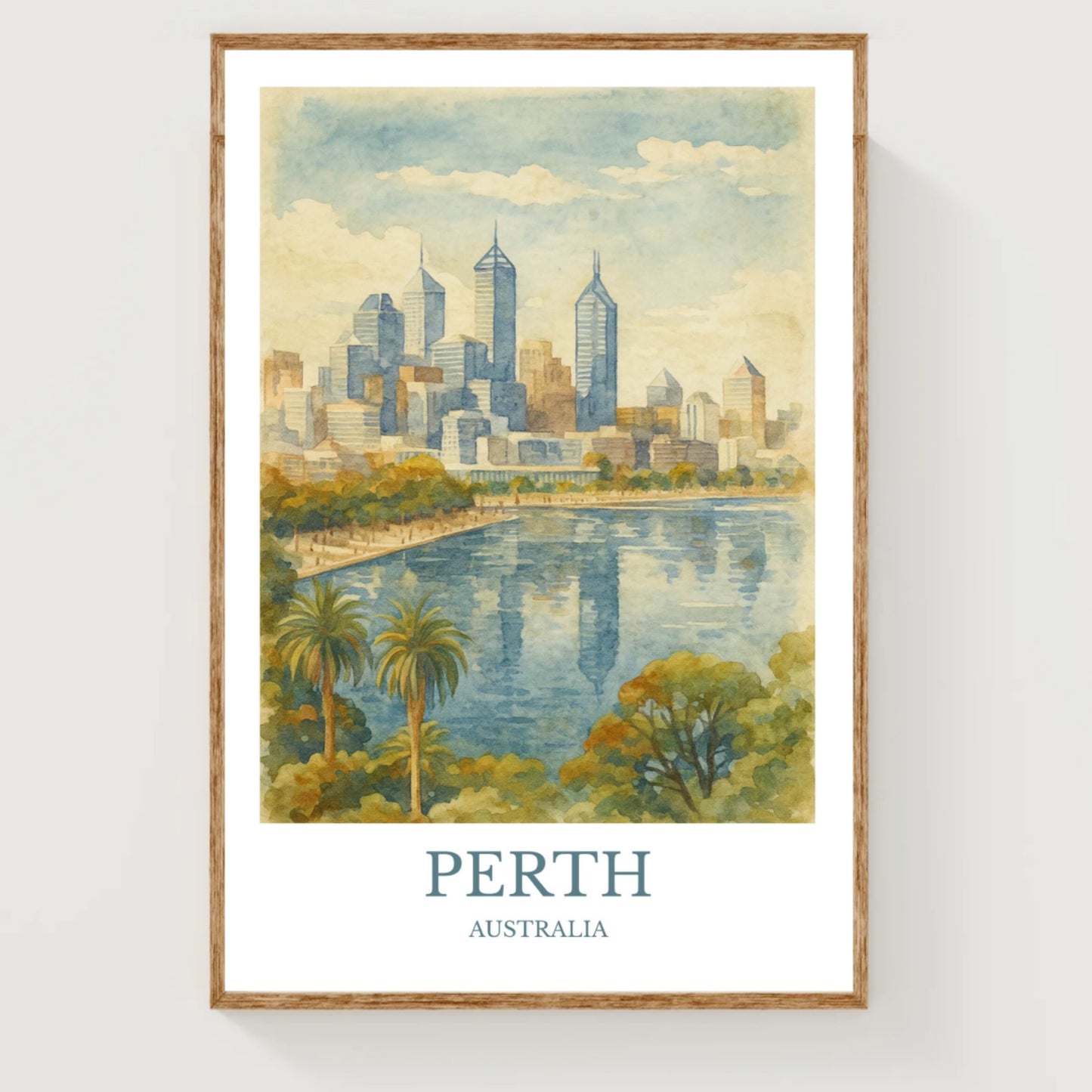 Perth, Watercolor design poster, Australia Print, Perth Wall Art