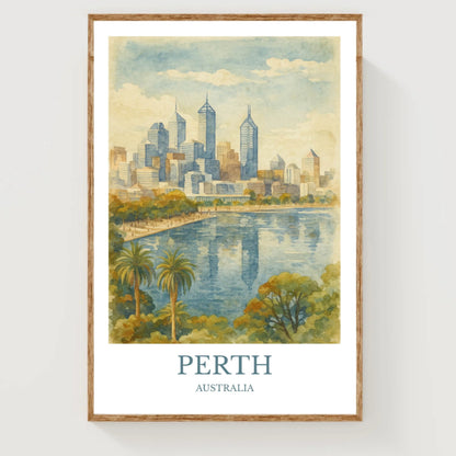 Perth, Watercolor design poster, Australia Print, Perth Wall Art