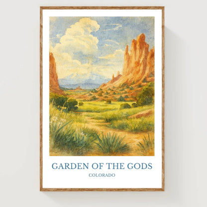 Garden of the Gods, Watercolor design poster, Colorado Print, Garden of the Gods Wall Art