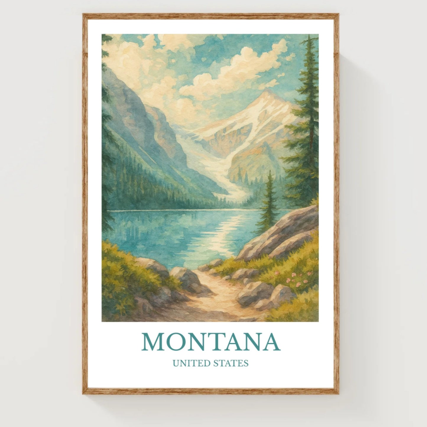 Montana, Watercolor design poster, Big Sky Print, Montana Wall Art