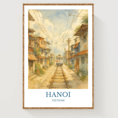 Hanoi, Watercolor design poster, Vietnam Print, Hanoi Wall Art