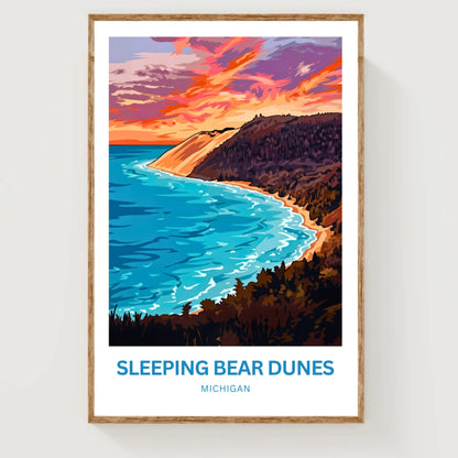 Sleeping Bear Dunes Travel Poster - Late Afternoon View