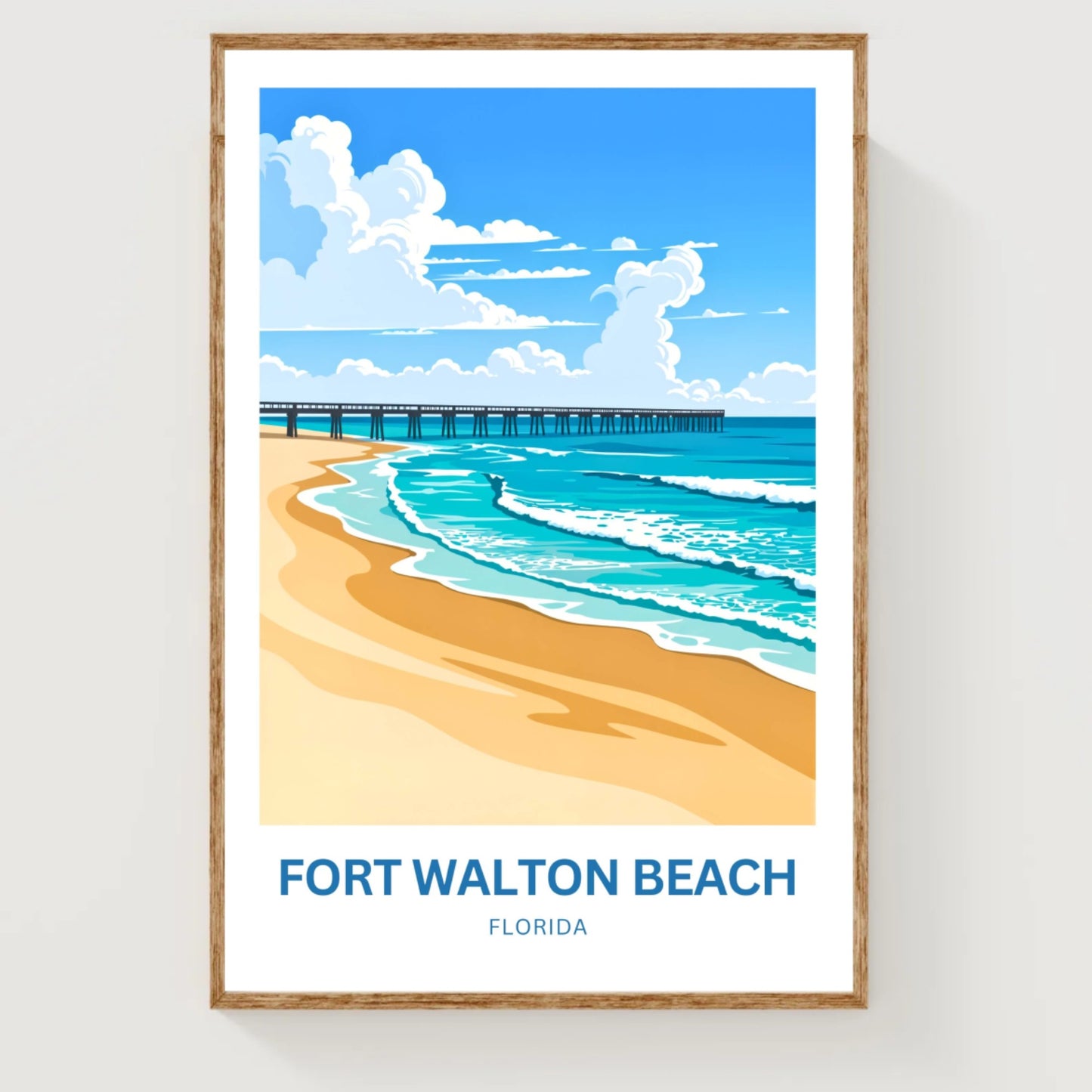 Fort Walton Beach Travel Poster - Gulf Coast Glow