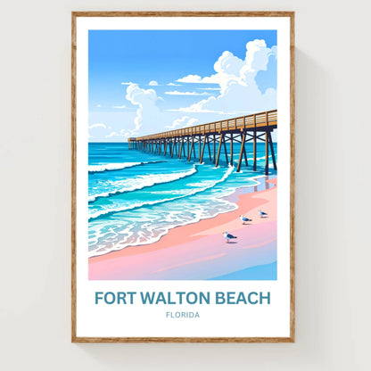 Fort Walton Beach Travel Poster - Coastal Calm & Ocean Charm