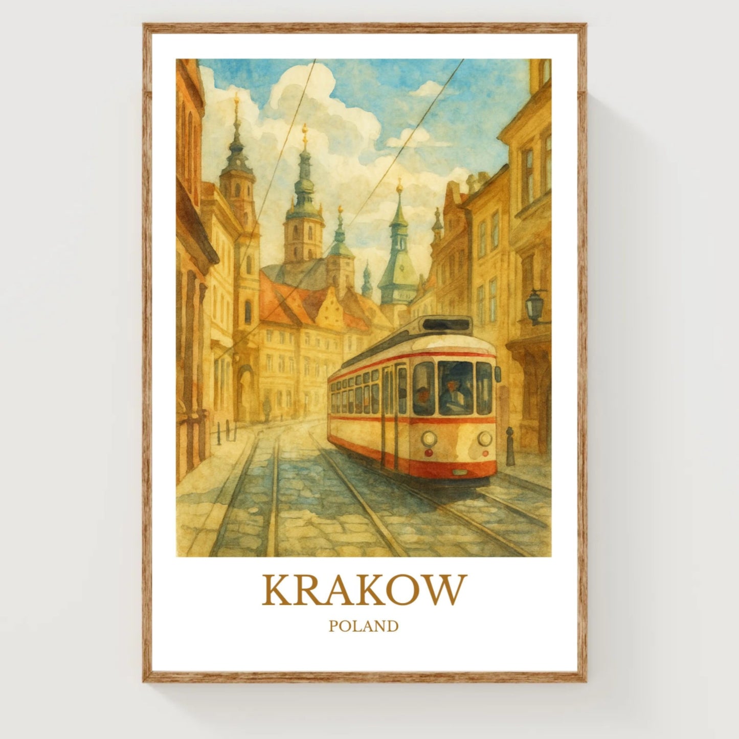Kraków, Watercolor design poster, Poland Print, Kraków Wall Art