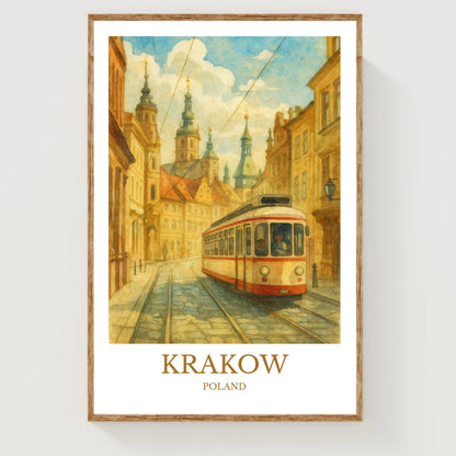 Kraków, Watercolor design poster, Poland Print, Kraków Wall Art