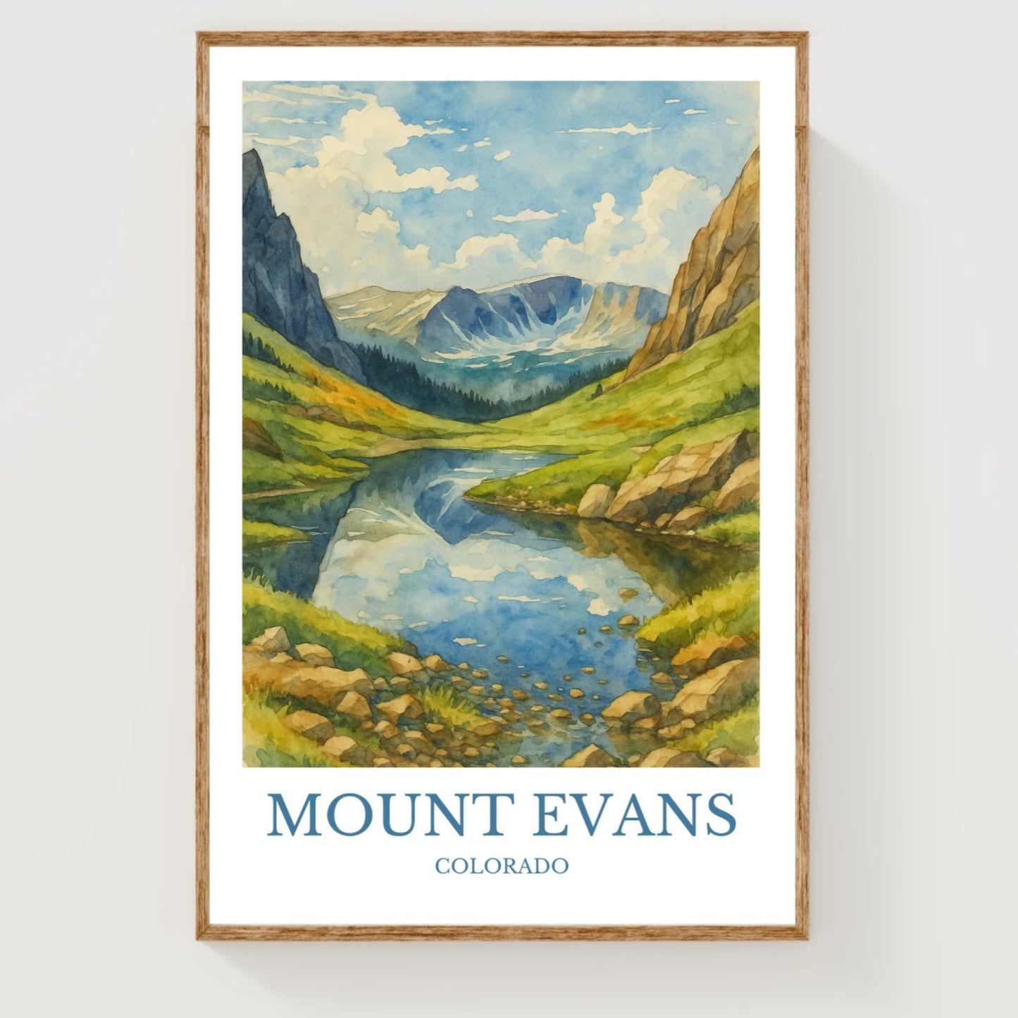 Mount Evans, Watercolor design poster, Colorado Print, Mount Evans Wall Art