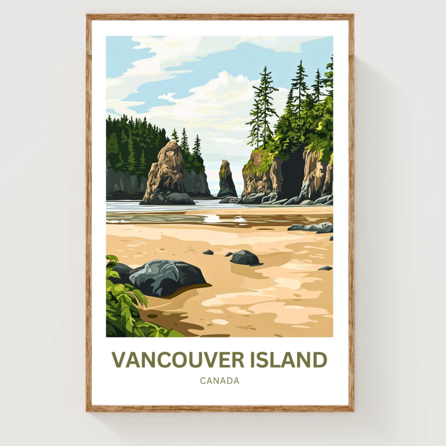 Vancouver Island Travel Poster - Among Giants and Waves