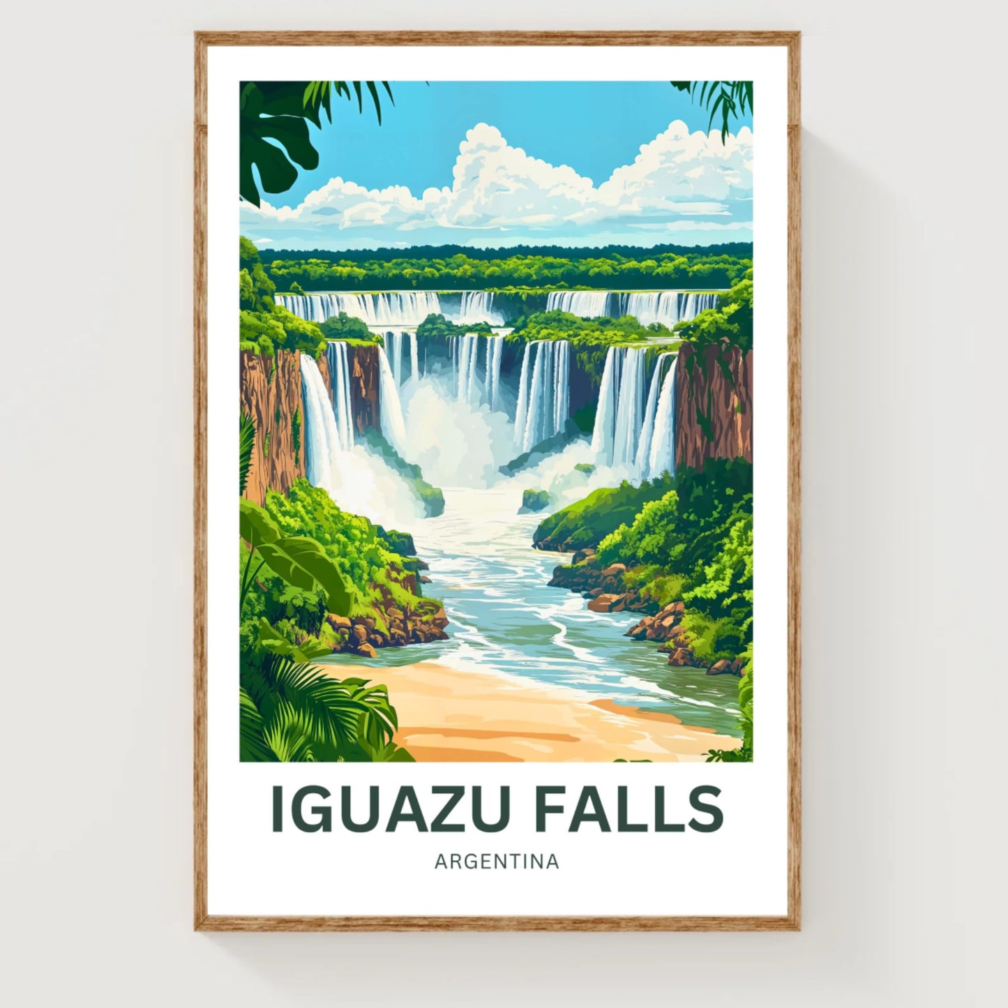 Iguazu Falls Travel Poster - Argentina and Brazil Wonders