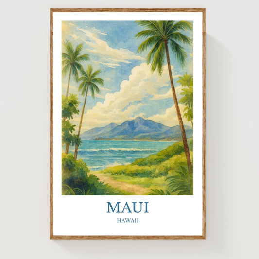 Maui, Watercolor design poster, Hawaii Print, Maui Wall Art