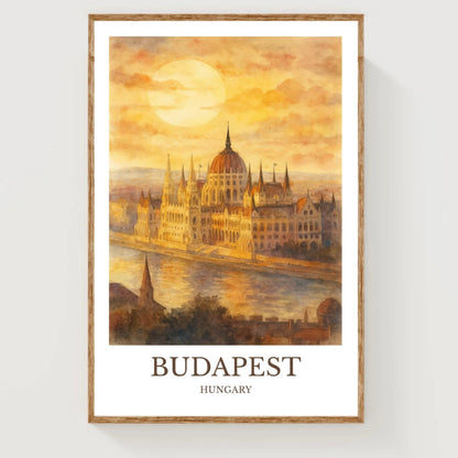 Budapest, Watercolor design poster, Hungary Print, Budapest Wall Art