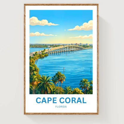 Cape Coral, Florida Travel Poster - Bridge at late afternoon