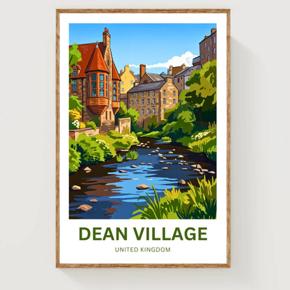 Dean Village Travel Poster - Riverside Stillness