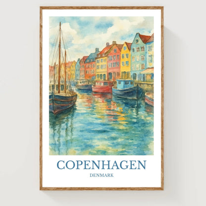 Copenhagen, Watercolor design poster, Denmark Print, Copenhagen Wall Art