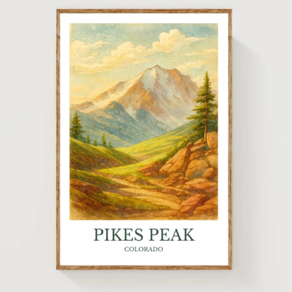 Pikes Peak, Watercolor design poster, Colorado Print, Pikes Peak Wall Art