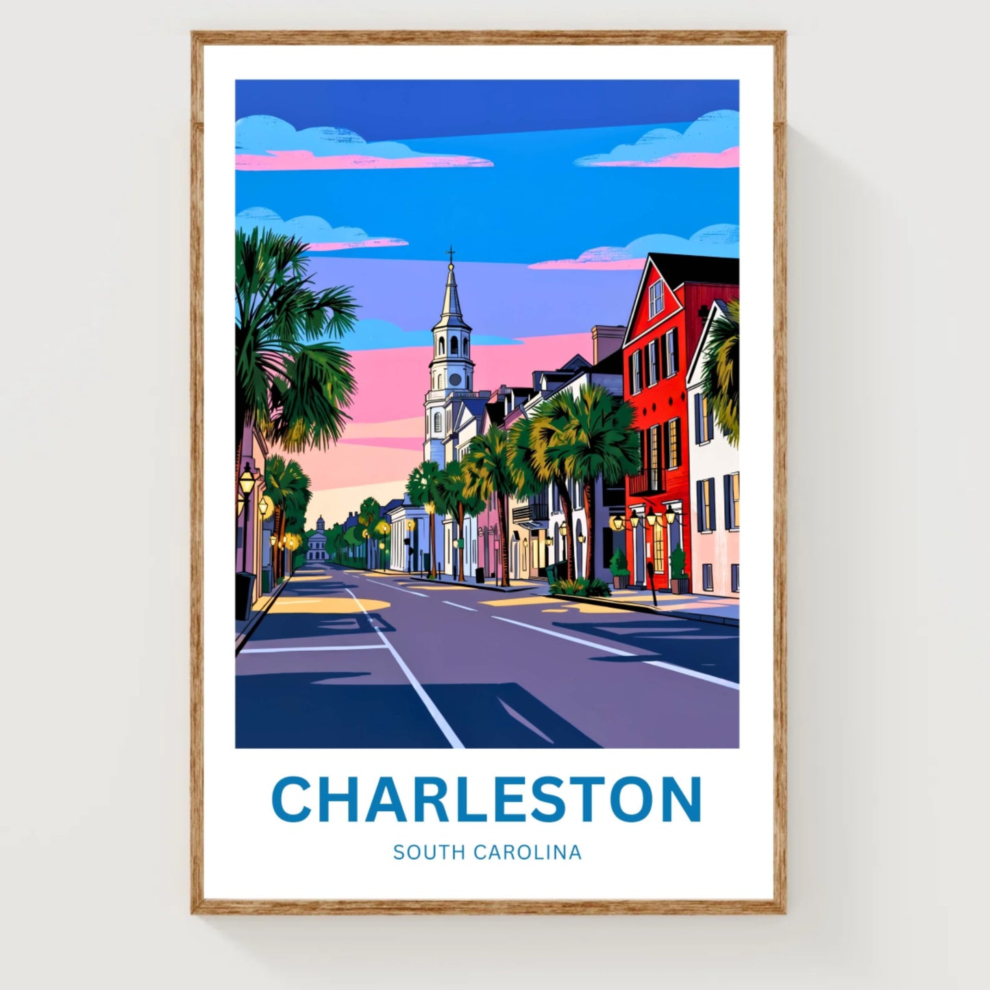 Charleston Historic District Travel Poster - Southern Glow