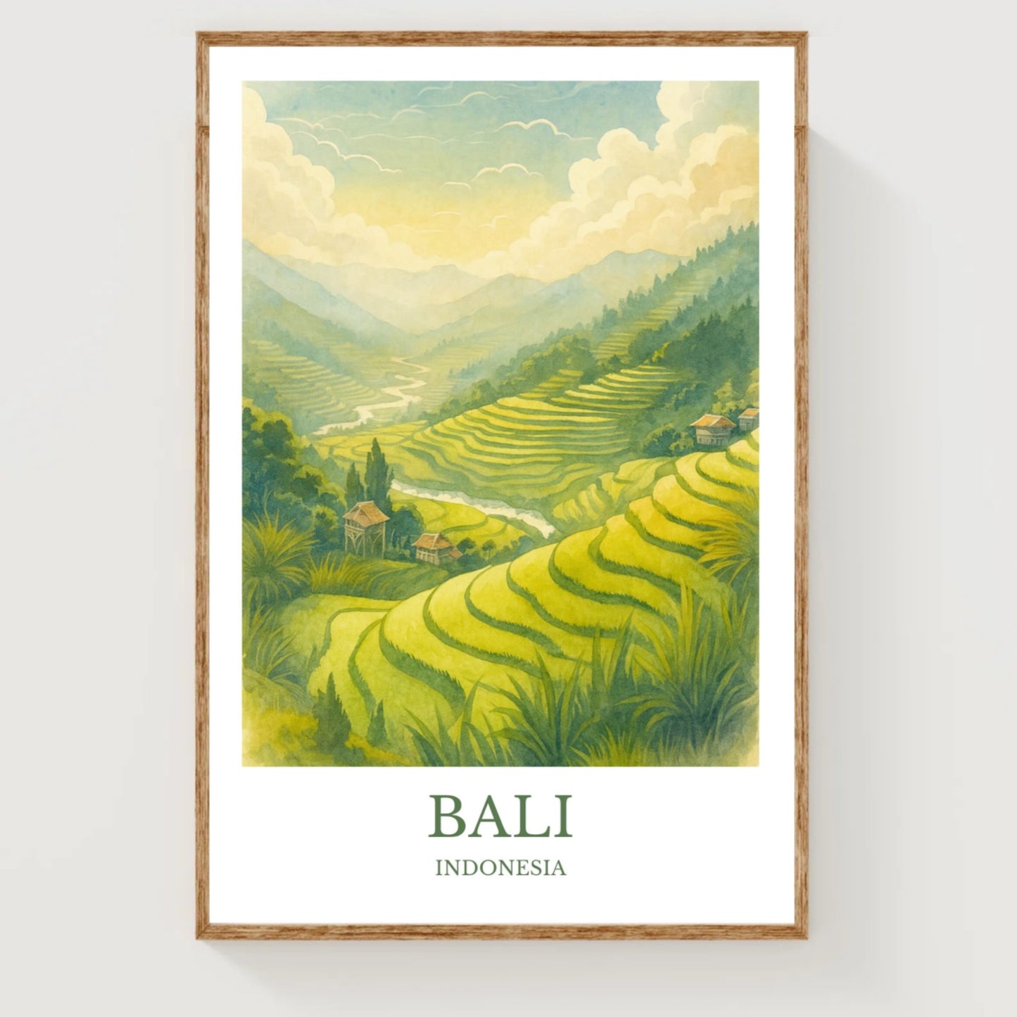 Bali, Watercolor design poster, Indonesia Print, Bali Wall Art
