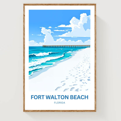 Fort Walton Beach Travel Poster - Turquoise Waters, Endless Smiles