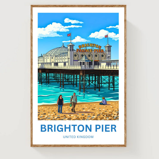 Brighton Pier Travel Poster - Seaside Lights
