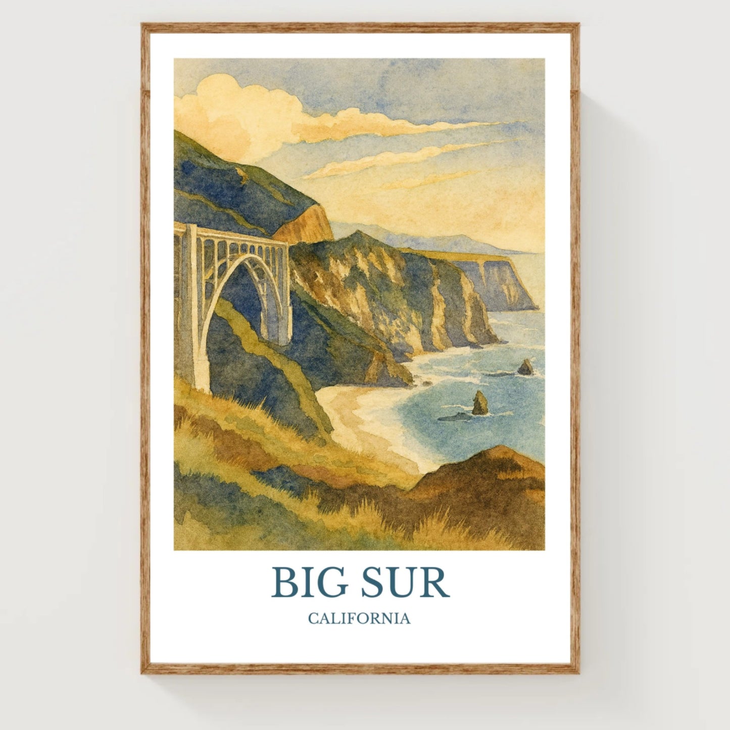 Big Sur, Watercolor design poster, California Print, Big Sur Wall Art