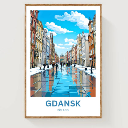 Gdańsk  Travel Poster - Winter Street View
