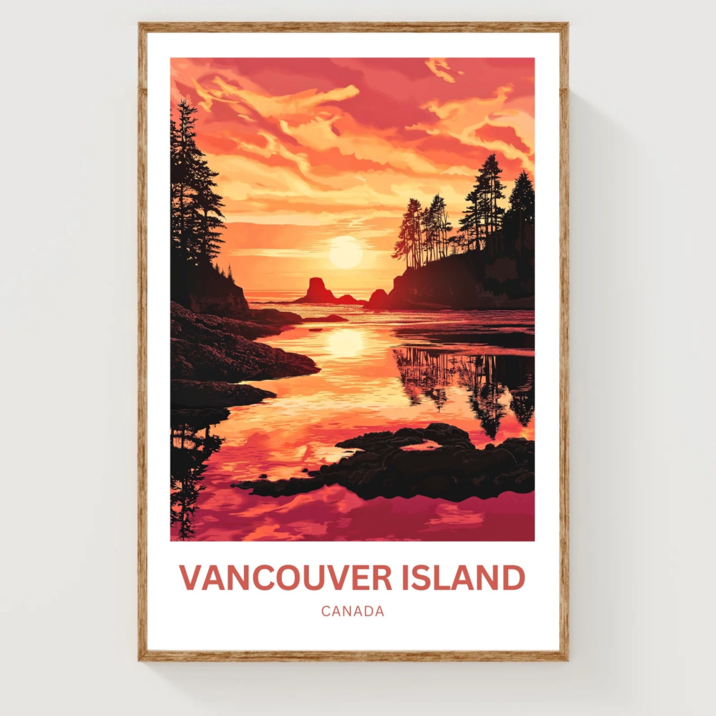 Vancouver Island Travel Poster - Wild Coasts and Sunset