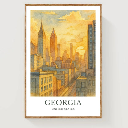 Georgia, Watercolor design poster, United States Print, Georgia Wall Art