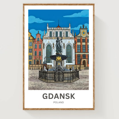Gdańsk  Travel Poster - Iconic Statue