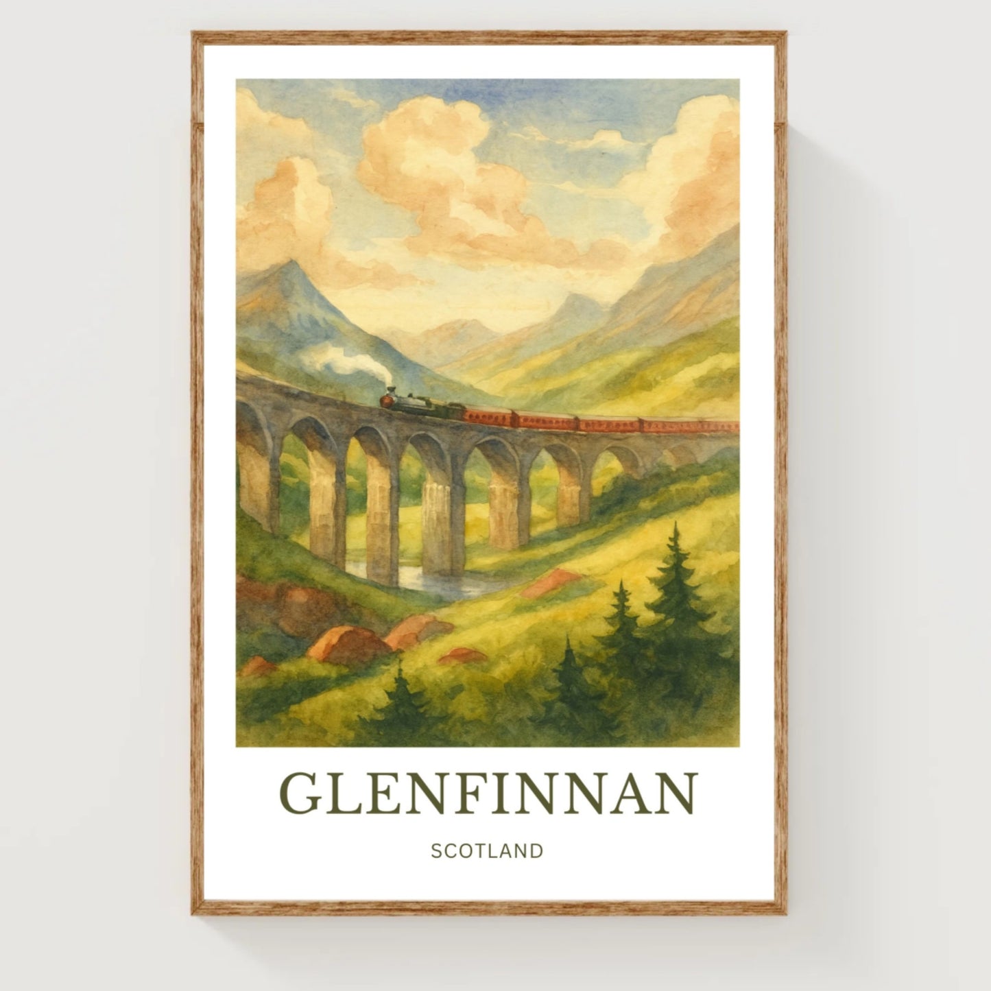 Glenfinnan, Watercolor design poster, Scotland Print, Glenfinnan Wall Art