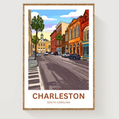 Charleston Historic District Travel Poster - Classic Streets